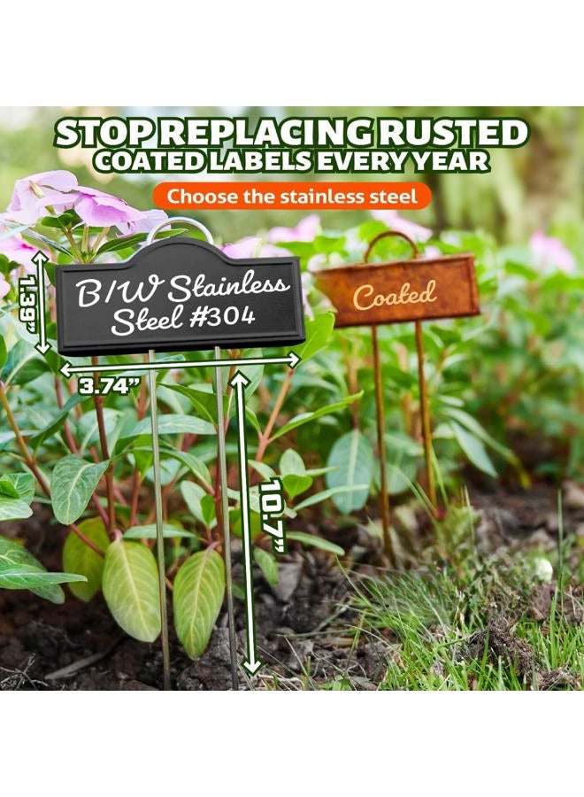 Bravex Metal Plant Labels Weatherproof 25 Pack, Garden Markers Tags Outdoor for Plants Vegetables Herb Seedlings Flowers with a Pen, Label Area 3.74'' x 1.39'' Height 10.75 Inch - Image 2