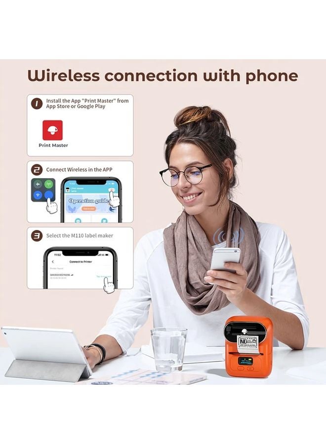 طابعة ملصقات حرارية محمولة رمادية لاسلكية قابلة لإعادة الشحن عبر USB للهواتف وأجهزة الكمبيوتر - Image 4