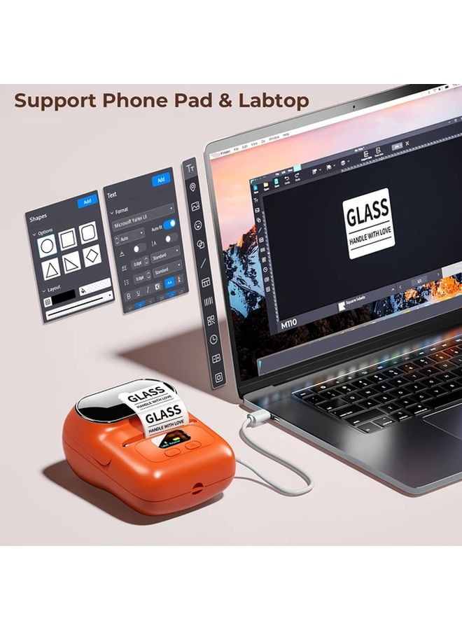 طابعة ملصقات حرارية محمولة رمادية لاسلكية قابلة لإعادة الشحن عبر USB للهواتف وأجهزة الكمبيوتر - Image 3