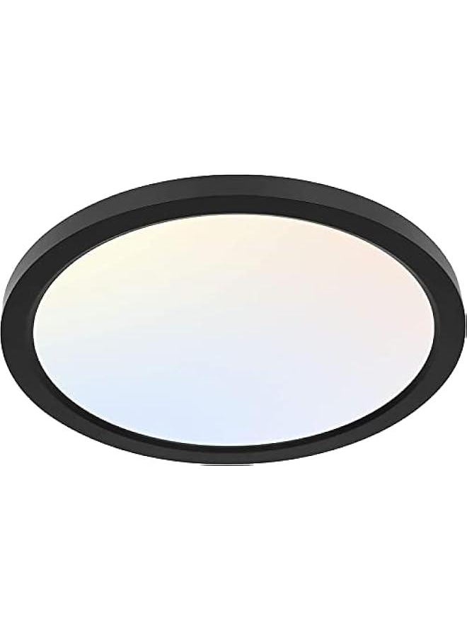 Arabest 12-Inch Round Flat Panel Light with Selectable CCT, 24W 3000K/4000K/5000K, Black Flush Mount Ceiling Fixture for Kitchen, Bedroom, Laundry, Closet Room.  - Image 1