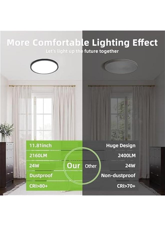 Arabest 12-Inch Round Flat Panel Light with Selectable CCT, 24W 3000K/4000K/5000K, Black Flush Mount Ceiling Fixture for Kitchen, Bedroom, Laundry, Closet Room.  - Image 4