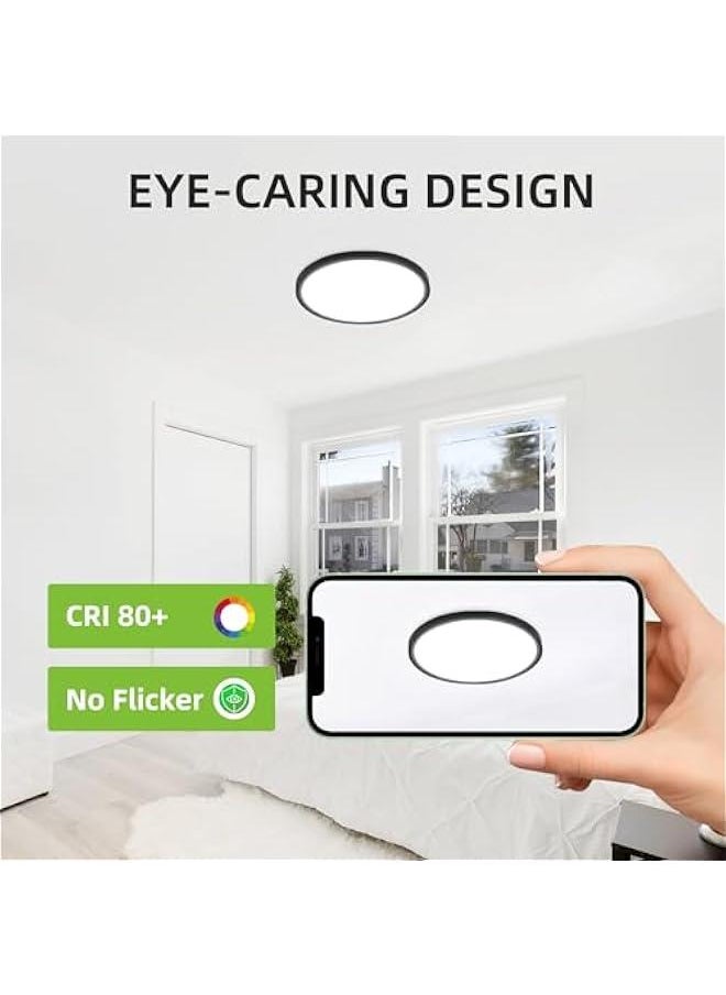 Arabest 12-Inch Round Flat Panel Light with Selectable CCT, 24W 3000K/4000K/5000K, Black Flush Mount Ceiling Fixture for Kitchen, Bedroom, Laundry, Closet Room.  - Image 5