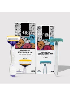 Furr FURR Body & Bikini Line Reusable Trimming Razor Combo | Painless Body Hair Removal | With Aloe Vera & Vitamin E Padding | Precision Of 4 Japanese Blade Coated With Titanium - Pack of 2  - Image 1