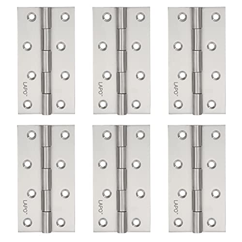 LAPO Premium Door Hinges,5 Inch x 12 Gauge/2.5mm Thick, Heavy-Duty Stainless-Steel Butt Hinges, Smooth Performance, Suitable for Main Door, Office & Hotel, 5 Year Warranty, Matt Finish, Pack of 6 - Image 1