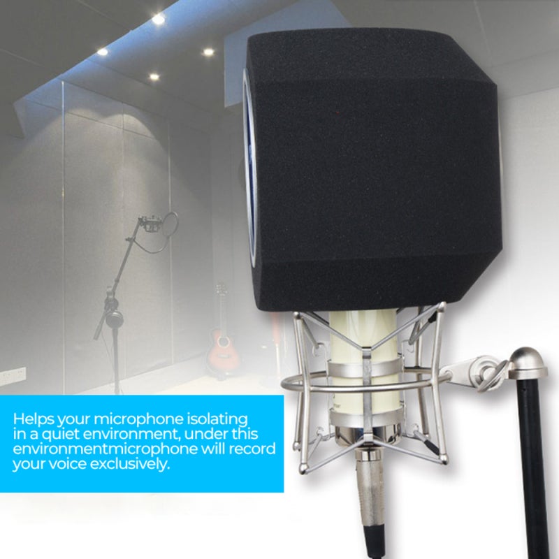 Alctron Desktop Recording Wind Screen: Black - Voice Isolation & Noise Reduction Microphone Screen for Professional Studio & Home Recording - Image 2