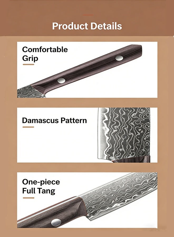 Saiboro Chef Knife Kitchen Knife 5-inch,with Gift Box,Fruit Knife,Damascus Pattern Knife for Home,Camping,MeatCutting,Boning,BBQ - Image 3