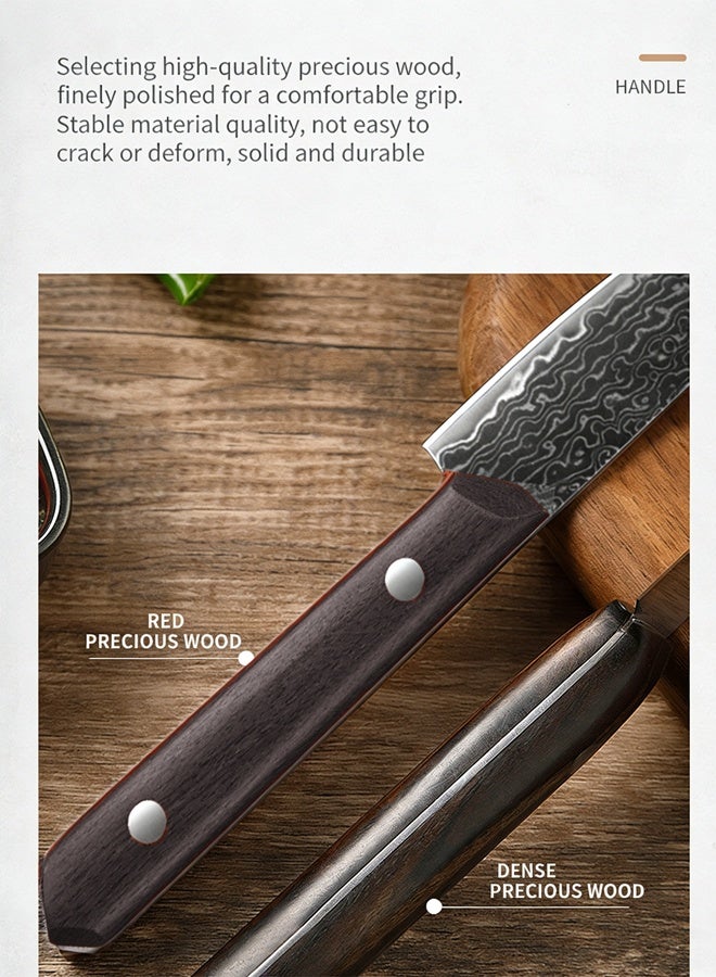 Saiboro Chef Knife Kitchen Knife 5-inch,with Gift Box,Fruit Knife,Damascus Pattern Knife for Home,Camping,MeatCutting,Boning,BBQ - Image 5
