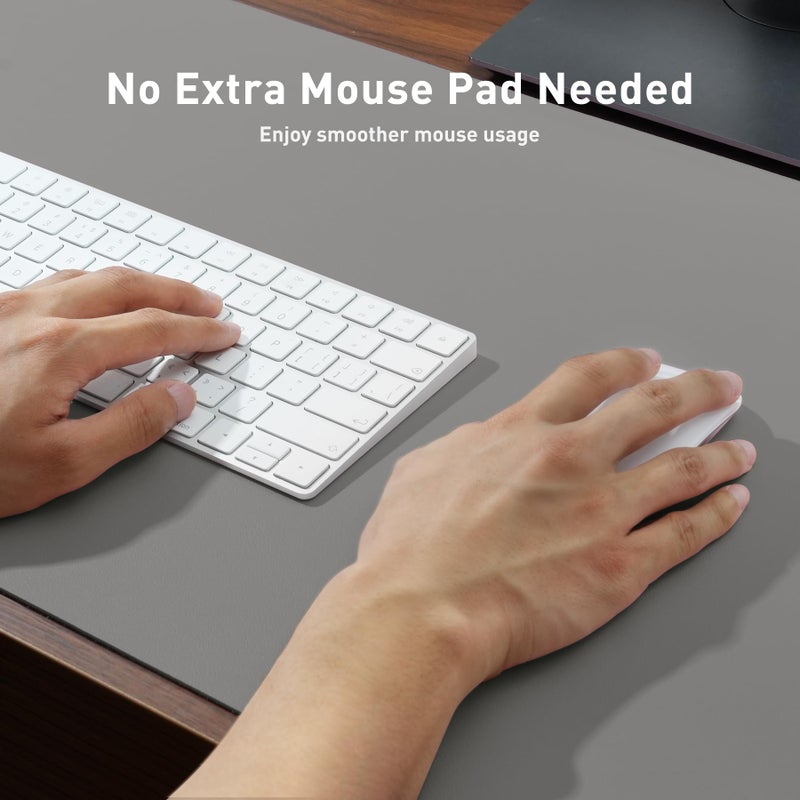 Aothia Leather Desk Pad Protector, Mouse Pad, Office Desk Mat, Non-Slip PU Leather Desk Blotter, Laptop Desk Pad, Waterproof Desk Writing Pad for Office and Home (31.5" x 15.7", Light Grey) - Image 4