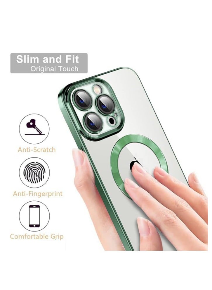 ten.tech Transparent Magnetic Protection Cover Compatible with MagSafe for iPhone 12 Pro Max Mobile Phone, Anti-Shock and Anti-Scratches, and Camera Lens Protector (green) by Tin Tech  - Image 2
