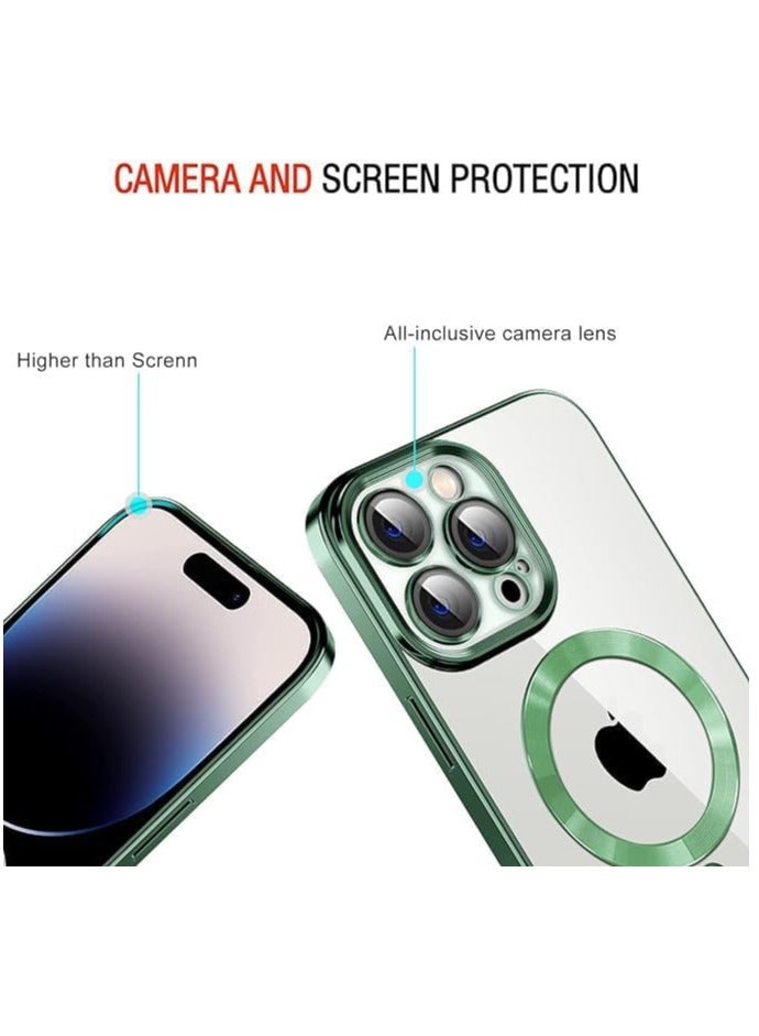 ten.tech Transparent Magnetic Protection Cover Compatible with MagSafe for iPhone 12 Pro Max Mobile Phone, Anti-Shock and Anti-Scratches, and Camera Lens Protector (green) by Tin Tech  - Image 3