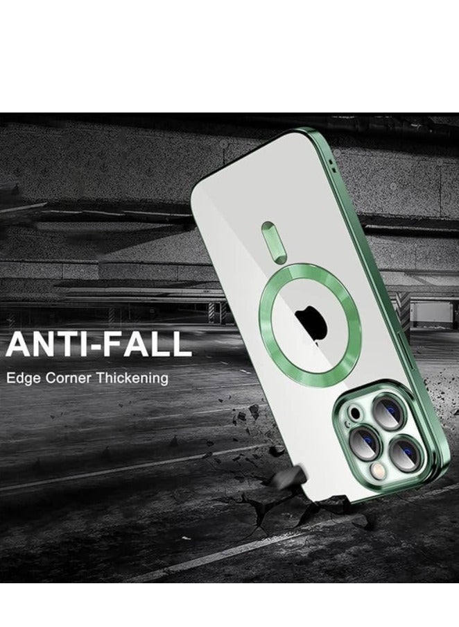 ten.tech Transparent Magnetic Protection Cover Compatible with MagSafe for iPhone 12 Pro Max Mobile Phone, Anti-Shock and Anti-Scratches, and Camera Lens Protector (green) by Tin Tech  - Image 4
