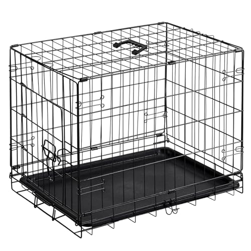 DUMOS Dog Crate, 24 Inch Small Single Door Dog Cage with Plastic Leak-Proof Pan Tray, Folding Metal Wire Pet Kennel for Indoor, Outdoor, Travel - Image 1