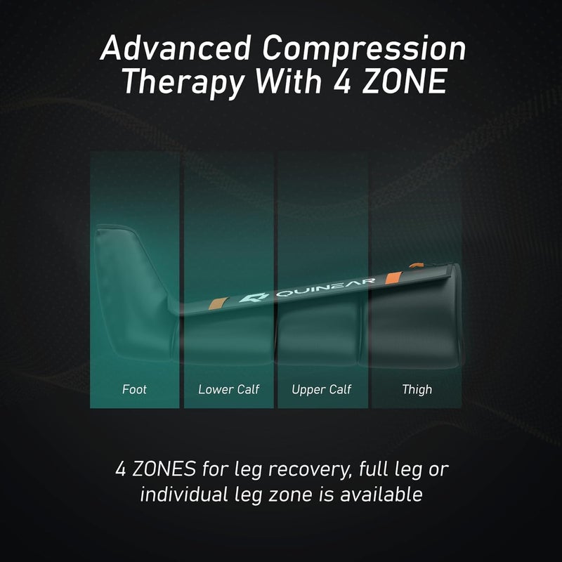 QUINEAR نظام استعادة الساقين الاحترافي QUINEAR مع أحذية ضغط الهواء اللاسلكية مع تدليك الساق والقدم بتقنية الضغط المتسلسل للعلاج السريع للرياضيين مؤهل لـ FSA HSA مقاس متوسط - Image 5