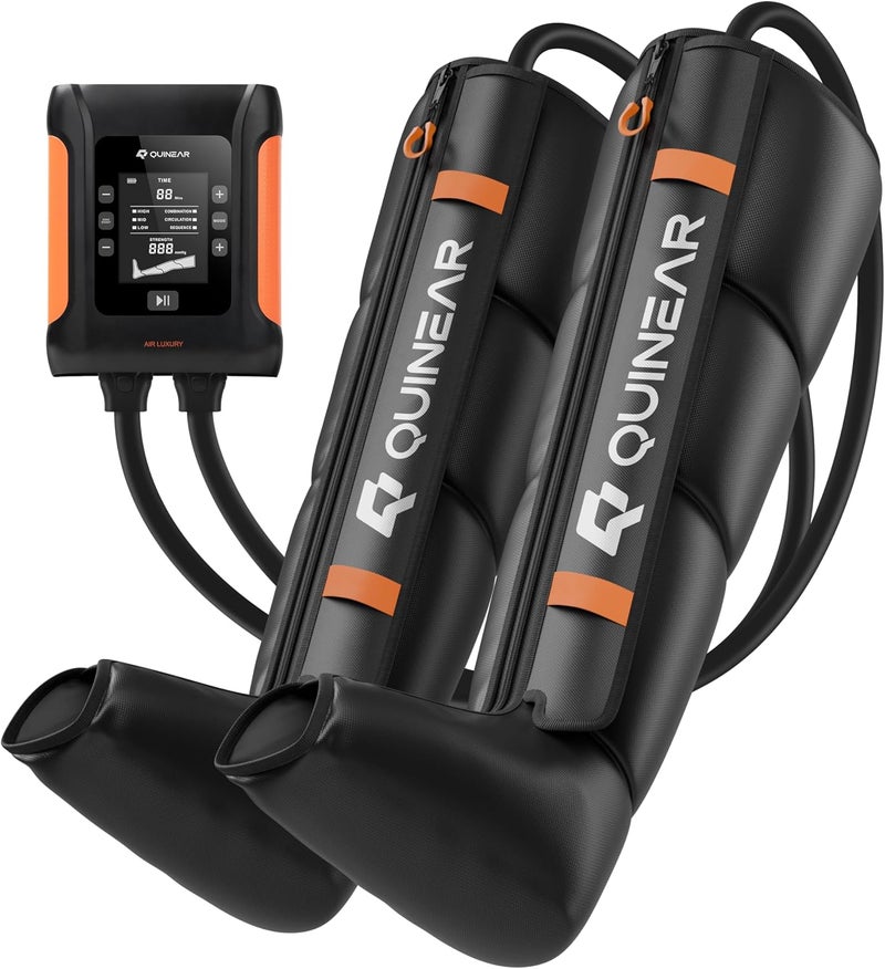 QUINEAR نظام استعادة الساقين الاحترافي QUINEAR مع أحذية ضغط الهواء اللاسلكية مع تدليك الساق والقدم بتقنية الضغط المتسلسل للعلاج السريع للرياضيين مؤهل لـ FSA HSA مقاس متوسط - Image 1