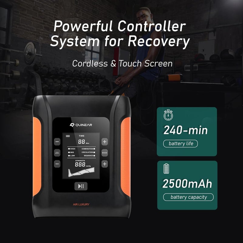 QUINEAR نظام استعادة الساقين الاحترافي QUINEAR مع أحذية ضغط الهواء اللاسلكية مع تدليك الساق والقدم بتقنية الضغط المتسلسل للعلاج السريع للرياضيين مؤهل لـ FSA HSA مقاس متوسط - Image 4
