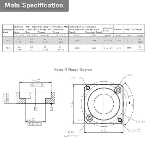 PGFUN Harmonic Gear Drive Reducer Small Strain Wave Gearbox Gearbox 30:1 Rotary Reduction Actuator, Fits Nema 17 Stepper Motor (Flange Output) - Image 5