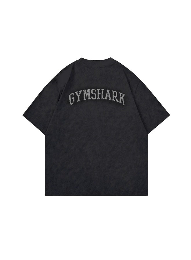Gymshark Unisex 300GSM Heavyweight 100% Cotton T-Shirt, Diagonal Stitch Vintage Washed Gymshark Graphic Short Sleeve Streetwear Tee for Men Women - Image 5