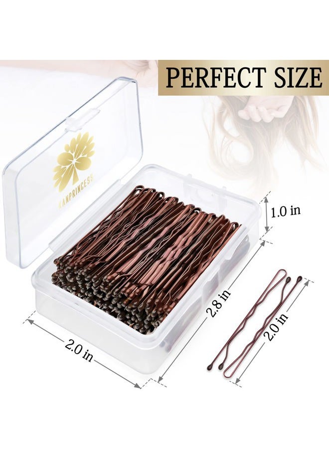 KANPRINCESS 100PCS 2Inches Hair Pins Kit Hair Clips Secure Hold Bobby Pins Hair Clips for Women Girls and Hairdressing Salon With Clear Storage Box(Brown) - Image 2