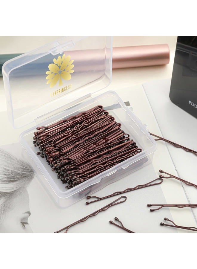 KANPRINCESS 100PCS 2Inches Hair Pins Kit Hair Clips Secure Hold Bobby Pins Hair Clips for Women Girls and Hairdressing Salon With Clear Storage Box(Brown) - Image 4