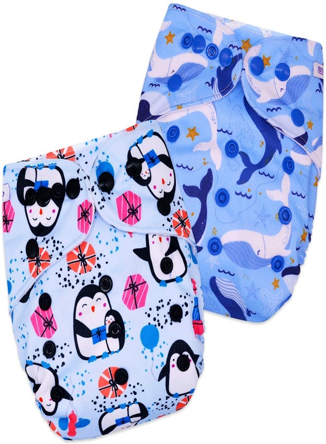Bembika Baby Pocket Cloth Diapers Without Inserts, Reusable Cloth Diapers Washable Fitted Diapers One Size Adjustable Reusable for Baby Girls and Boys (2 Combo) (No Inserts Included)2V - Image 1
