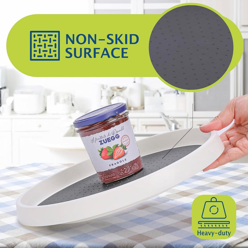 CiWiVOKi Lazy Susan Turntable, Set of 4, 12 Inch Non-Skid Lazy Susan Organizer for Cabinet, Pantry Organization, Kitchen Storage, Bathroom Sink Cabinet, Refrigerator, Countertop, Spice Rack (4 Pack 12 in) - Image 3