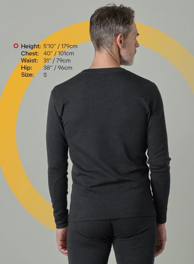LAPASA 100% Merino Wool Men's Base Layer Top Long Sleeve Shirt Thermal Underwear Winter Sports Outdoor M29/M67 (1 Top), Dark Grey (Lightweight), S - Image 2
