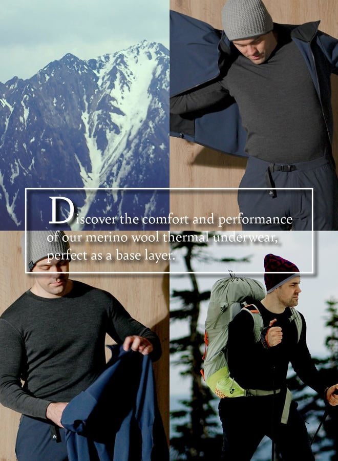 LAPASA 100% Merino Wool Men's Base Layer Top Long Sleeve Shirt Thermal Underwear Winter Sports Outdoor M29/M67 (1 Top), Dark Grey (Lightweight), S - Image 5