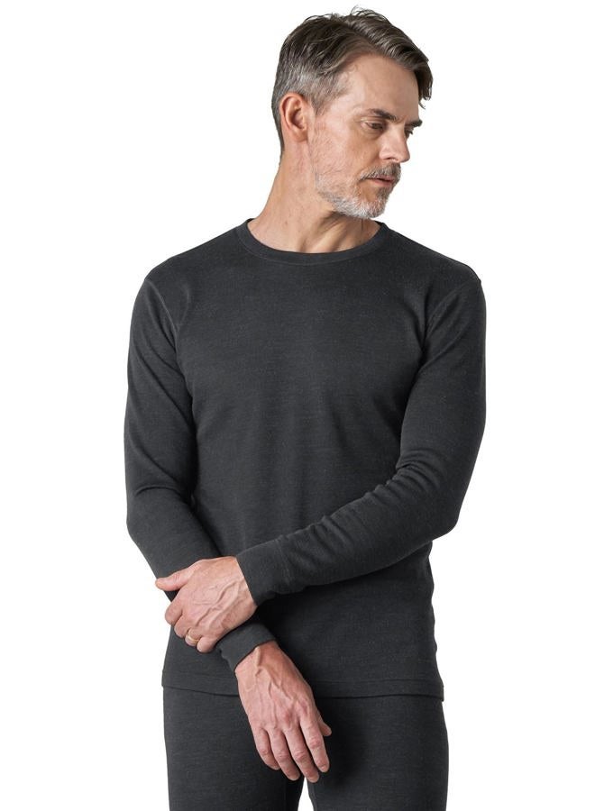 LAPASA 100% Merino Wool Men's Base Layer Top Long Sleeve Shirt Thermal Underwear Winter Sports Outdoor M29/M67 (1 Top), Dark Grey (Lightweight), S - Image 1