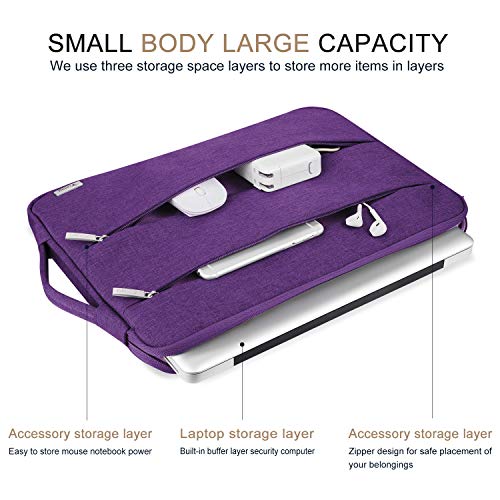 Voova 15.6 16 Inch Laptop Sleeve Case Compatible with MacBook Pro 16 M1/M2/M3/M4 Max 2019-2025, 15.6-16” Hp Lenovo Acer Asus, Waterproof Slim Computer Bag Cover with Handle, Purple - Image 2