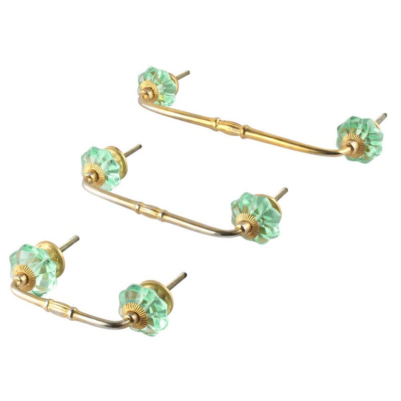 Indian-Shelf IndianShelf 1 Pack Glass Cabinet Handles Drawer Pulls Multicolor Interior Kitchen Cupboard Door Gold Hardware 8 Hole to Hole BH21GFK08  - Image 1