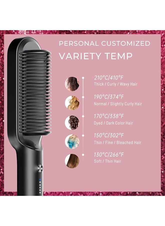 TYMO Ring Hair Straightening Brush – Anti-Scald Ceramic Comb with Fast Heat-Up – Black - Image 2