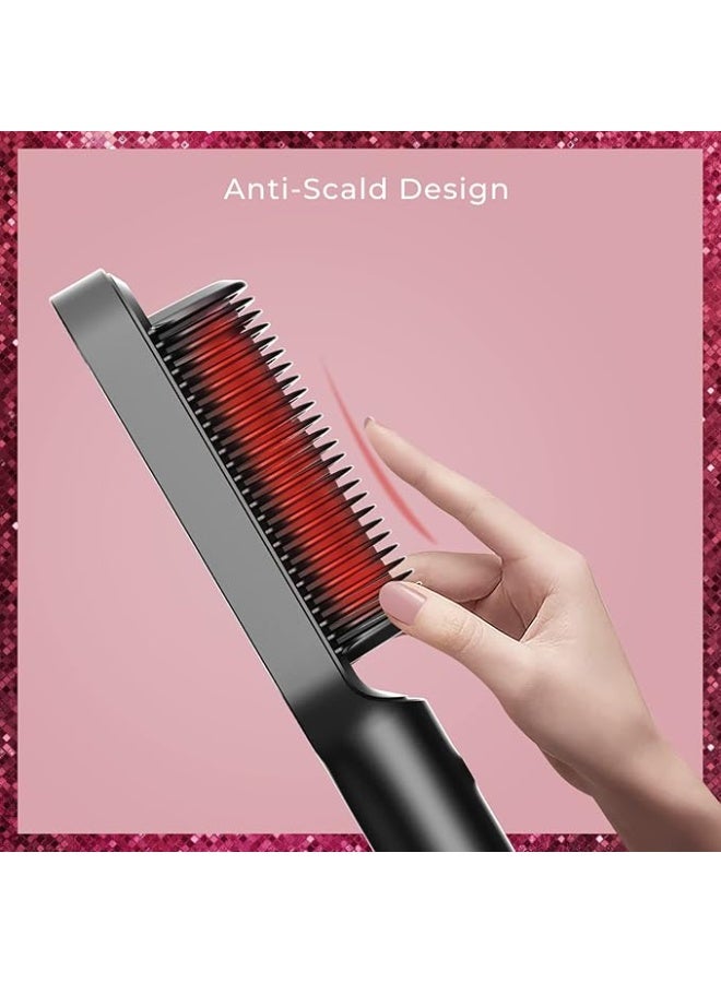 TYMO Ring Hair Straightening Brush – Anti-Scald Ceramic Comb with Fast Heat-Up – Black - Image 3