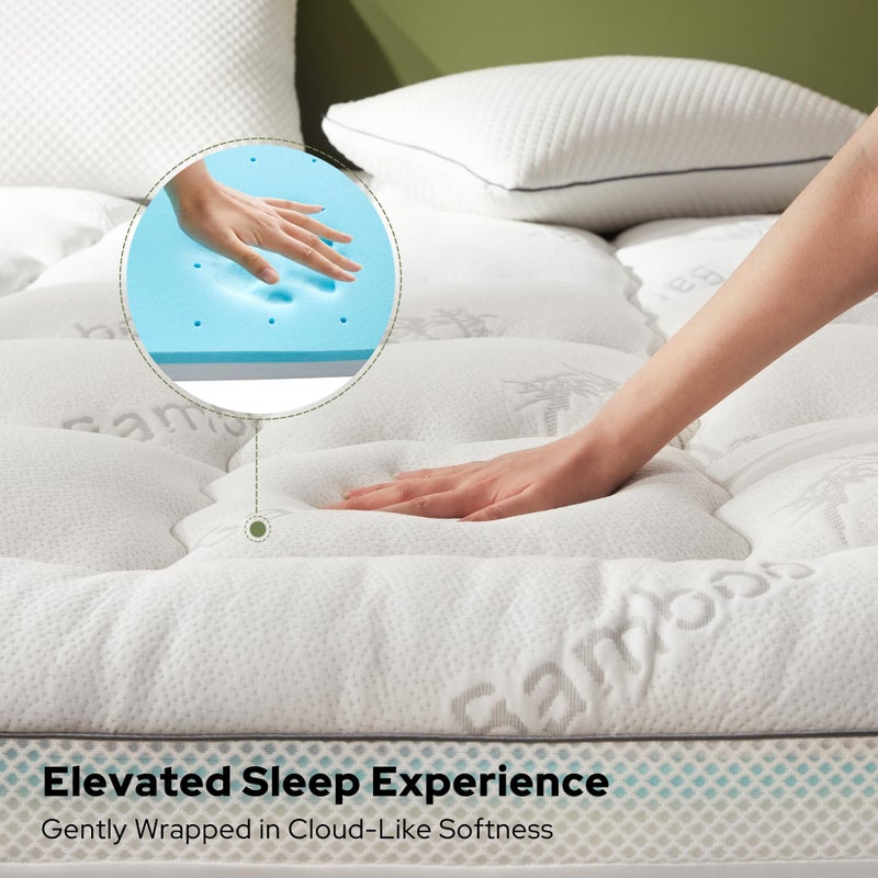 BEDLORE 4 Inch Memory Foam Mattress Topper Full,2-in-1 Dual Layer Design (2" Gel Memory Foam + 2" Plush Pillow Top Cover) Mattress Topper Medium-Firm,Pressure Relief & Back Pain Support(White) - Image 4
