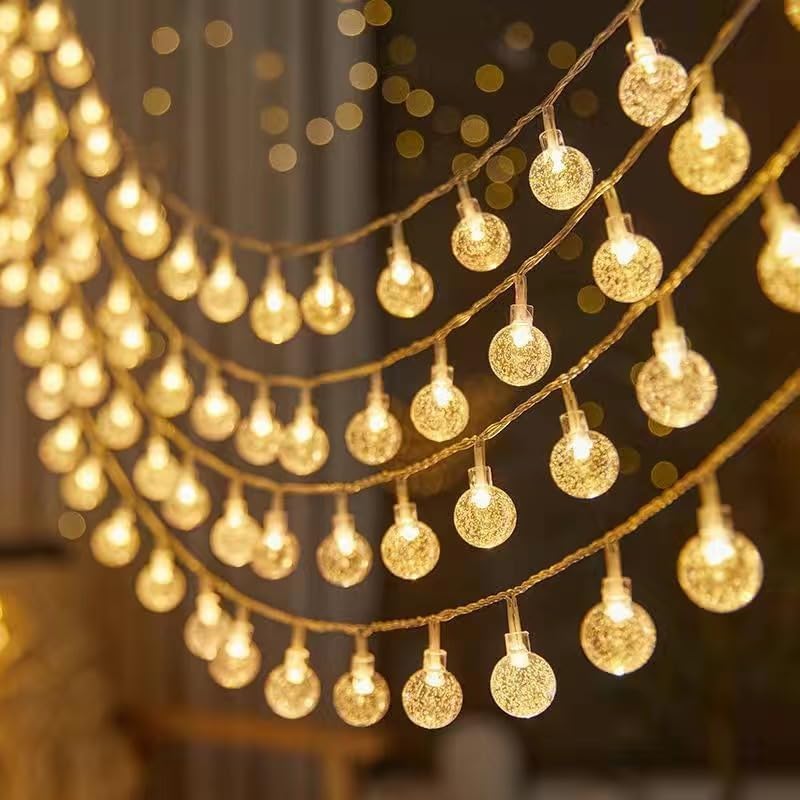 One94Store Crystal Ball String Lights – 14 LED 3M Warm White Plug-in Waterproof Fairy Lights for Bedroom, Garden, Diwali, Christmas, Wedding & Party Decoration - Image 1