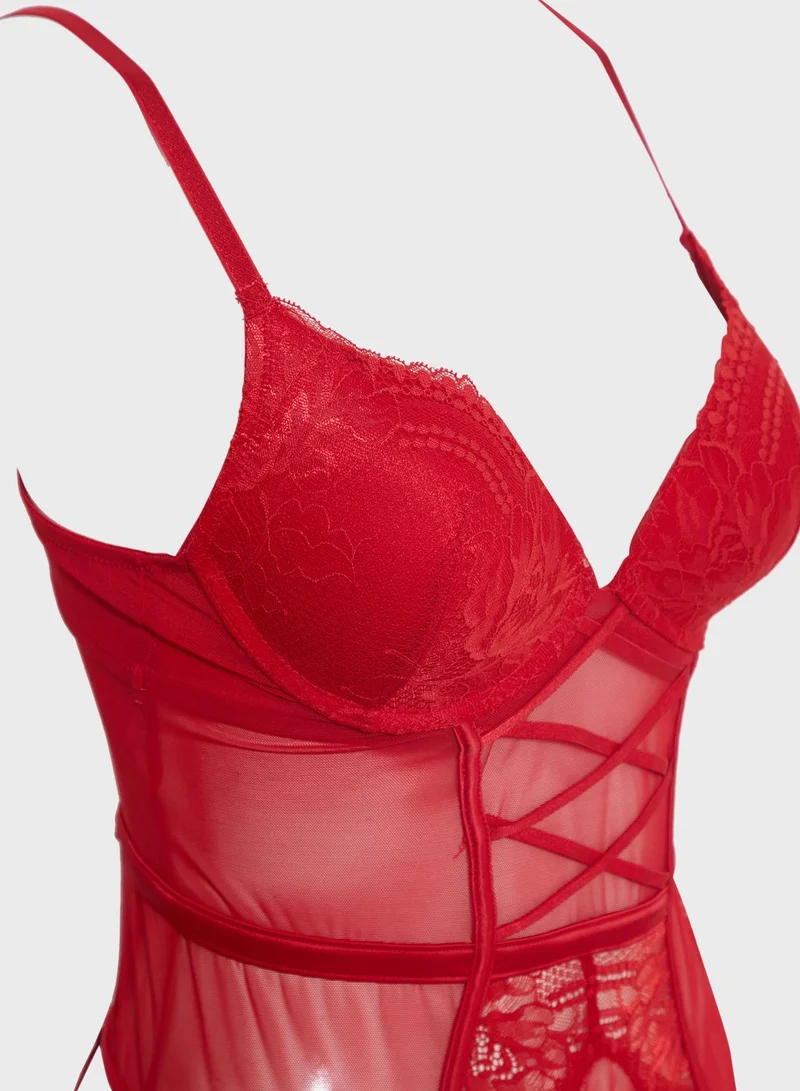 hunkemoller Lace Detail Bodysuit
