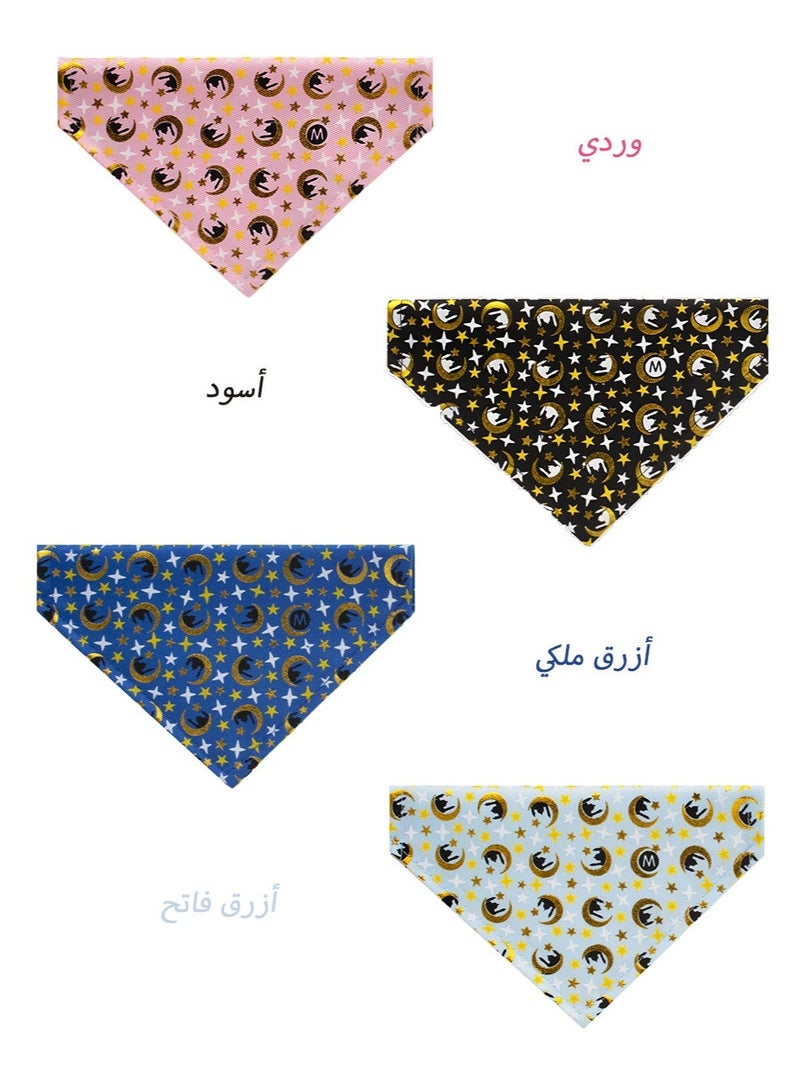 Arabian Moon-Star Cat Collars with Bandana - Adjustable 20-32cm, Islamic Design for Saudi Cats, Breathable Fabric for Hot Climate - Image 3