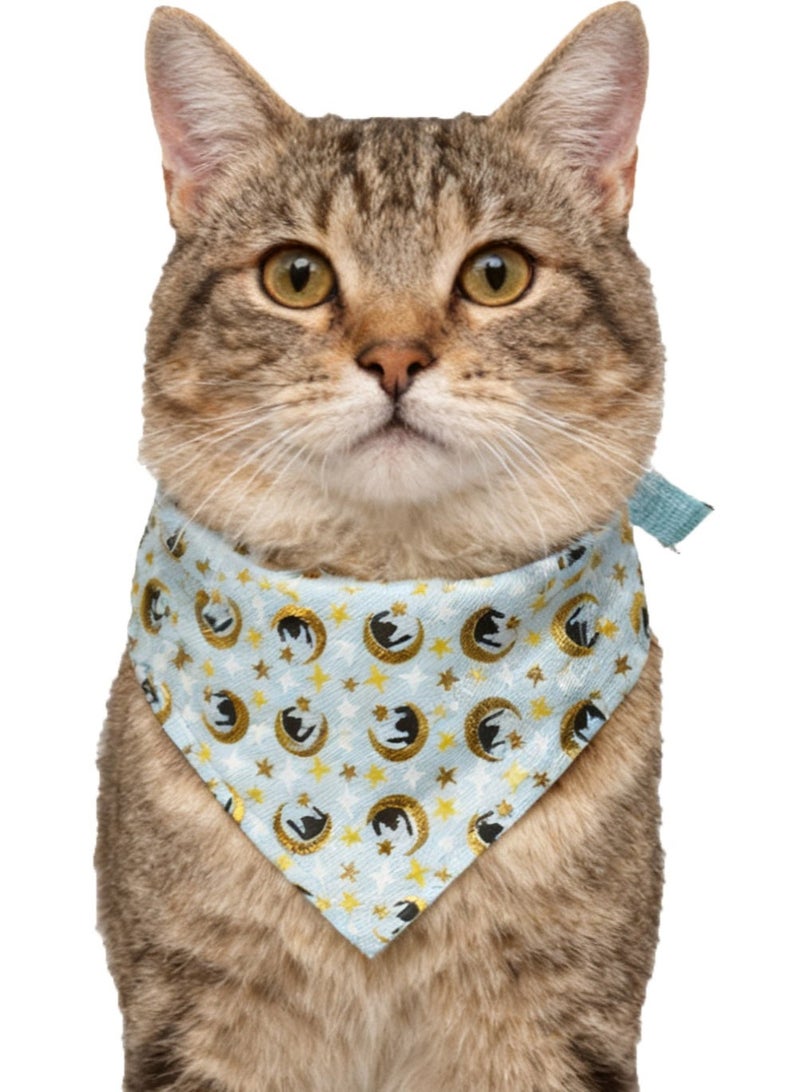 Arabian Moon-Star Cat Collars with Bandana - Adjustable 20-32cm, Islamic Design for Saudi Cats, Breathable Fabric for Hot Climate - Image 1