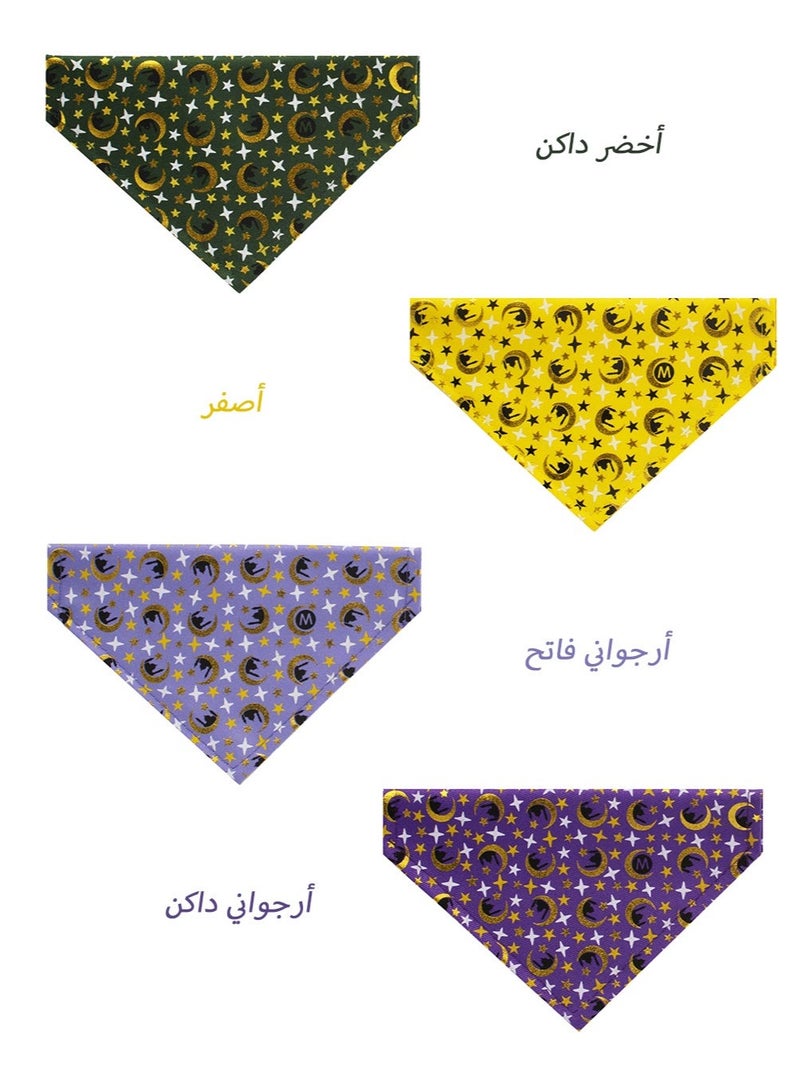 Arabian Moon-Star Cat Collars with Bandana - Adjustable 20-32cm, Islamic Design for Saudi Cats, Breathable Fabric for Hot Climate - Image 4