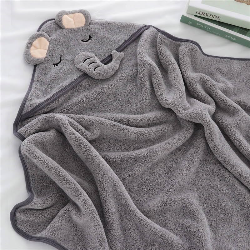 TERI BERI Baby Hooded Towel, Soft and Hypoallergenic Baby Bath Towels with Hood for Toddler Infant Newborn, Large and Absorbent Toddler Towels for Baby Boy Girl (31 x 31 inch) (Grey Elephant) - Image 3