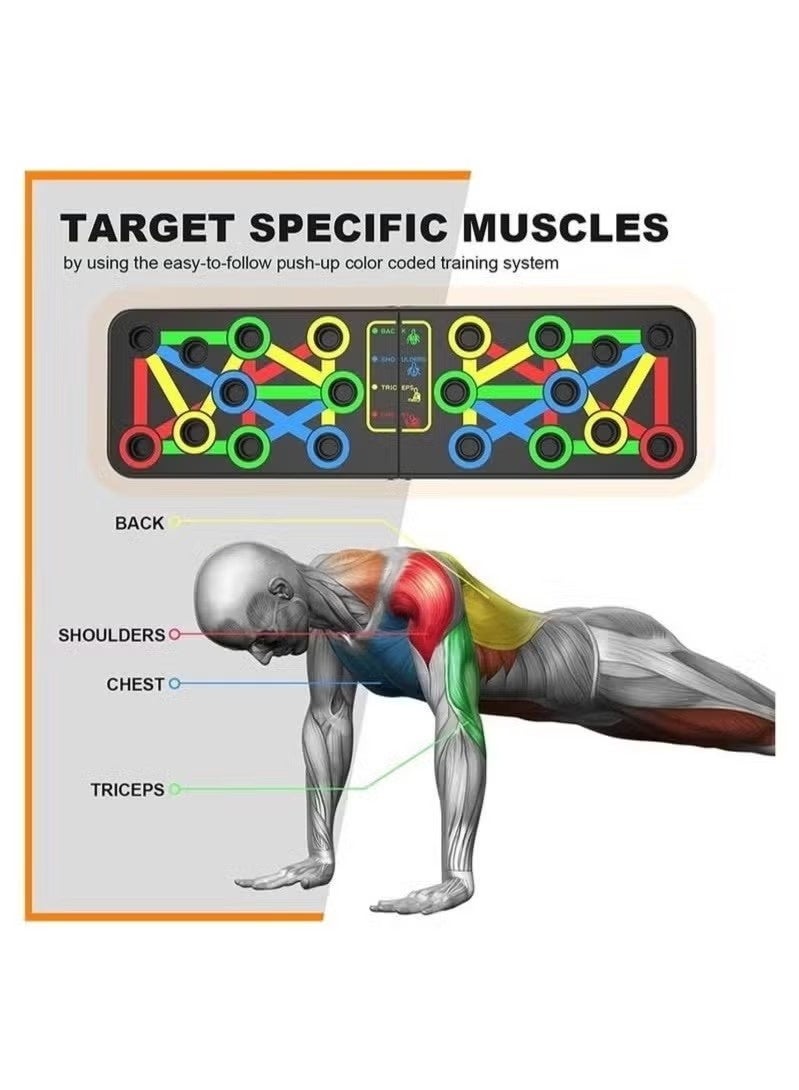 OMEVE Push Up Board Multi Function 14 in 1 Push Up Bar Foldable Push Up Handles for Floor to Strengthen Arms Core and Back Portable Home Gym Strength Training Equipment for Men and Women - Image 2