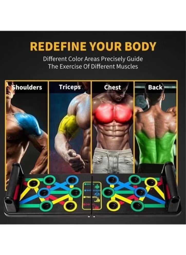 OMEVE Push Up Board Multi Function 14 in 1 Push Up Bar Foldable Push Up Handles for Floor to Strengthen Arms Core and Back Portable Home Gym Strength Training Equipment for Men and Women - Image 4