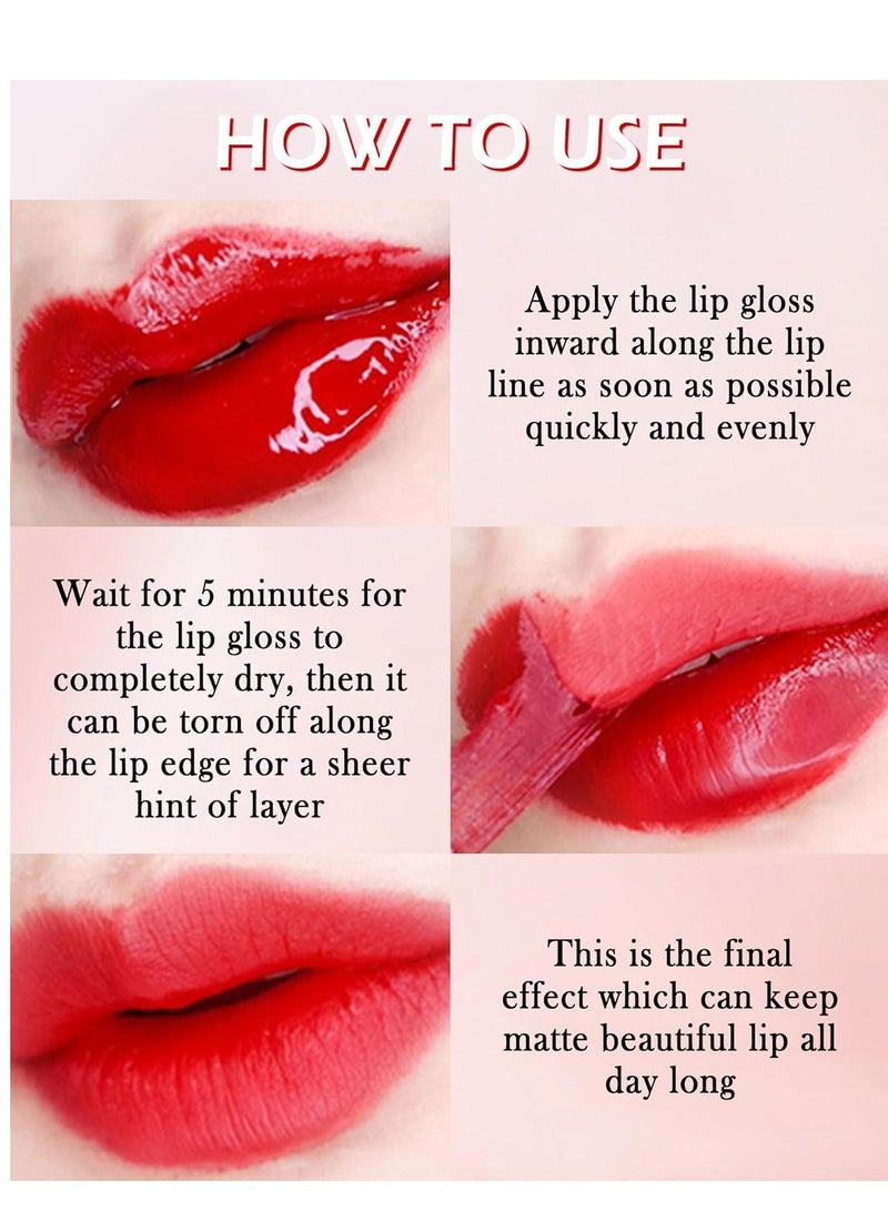 SYOSI 4Pcs Peel Off Lip Liner Stain Set Matte Tint Tattoo Long Lasting Peeling Lipstain Gloss,High Pigmented Lightweight Non-Stick Liquid Lipstick Makeup Gift Set - Image 5