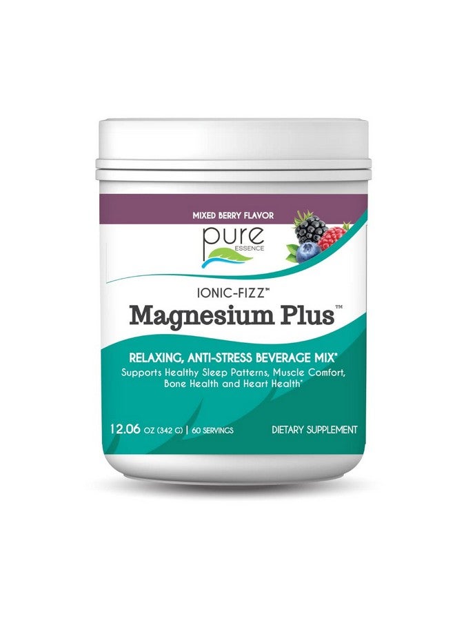 Pure Essence Labs Ionic Fizz Magnesium Plus, Anti-Stress Supplement Drink Powder, Gluten Free and Non-GMO Magnesium Powder (Mixed Berry, 12.06 Ounce (Pack of 1)) - Image 1