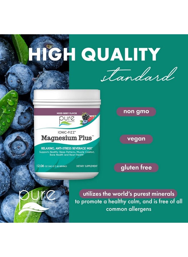 Pure Essence Labs Ionic Fizz Magnesium Plus, Anti-Stress Supplement Drink Powder, Gluten Free and Non-GMO Magnesium Powder (Mixed Berry, 12.06 Ounce (Pack of 1)) - Image 4