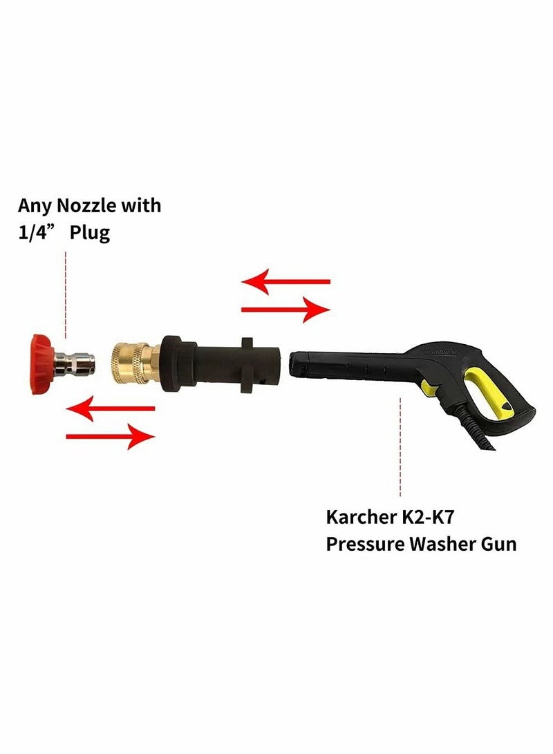 Excefore High Pressure Washer Gun Adapter 1/4" Spray Nozzle Tips Sets Brass Female Quick Connector for Karcher K2 - K7 Series - Image 4