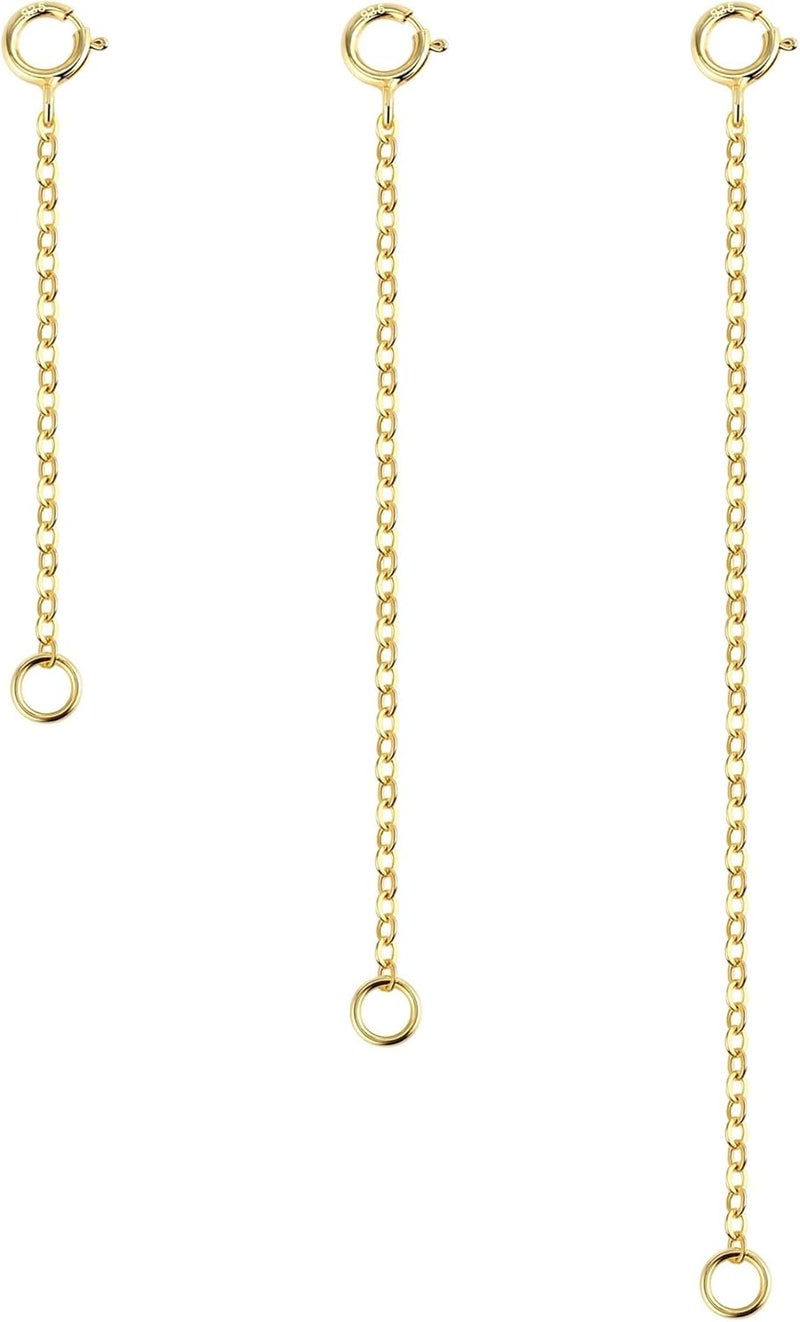 Lancharmed 3 Pcs 925 Sterling Silver Necklace Extenders for Women Durable Strong Removable Necklace Bracelet Anklet Extension Jewelry Making Chains - Image 1