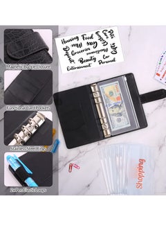 KASTWAVE Budget Binder with 8pcs Cash Envelopes for Budgeting, Crocodile Pattern A6 Binder with 2Pcs Label Stickers and 12Pcs Expense Trackers Money Organizer for Cash for Saving Binder(Black)  - Image 3