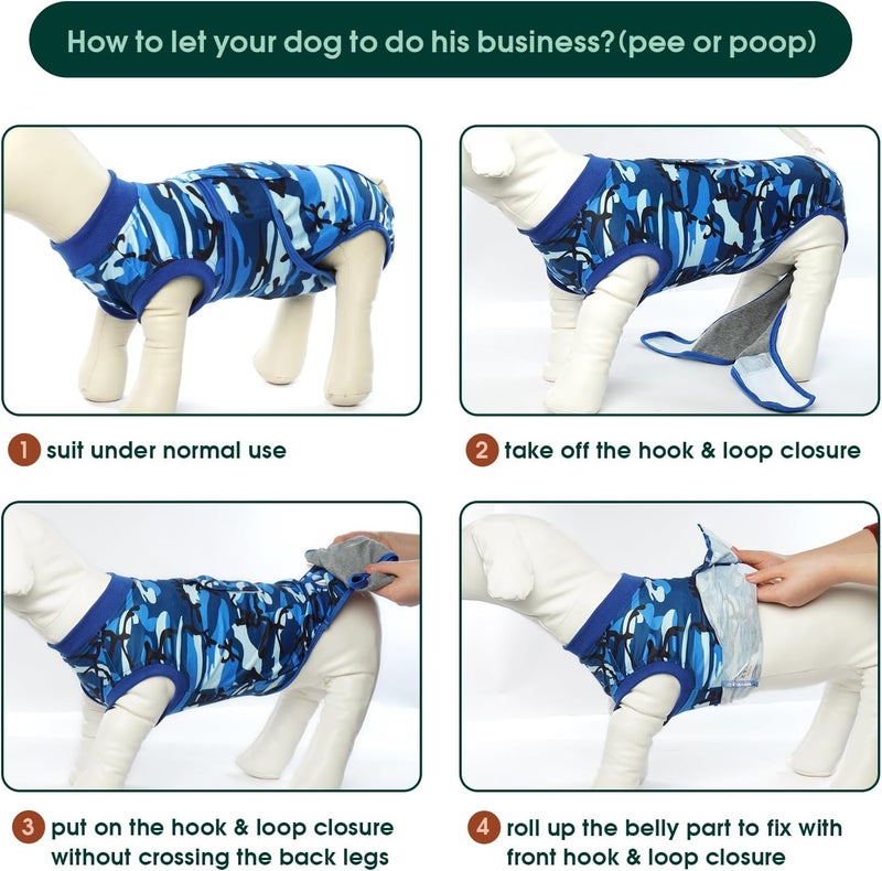 Kuoser Dog Surgery Recovery Suit, Professional Dog Recovery Suit Dog Surgical Recovery Suit Female Male, Anti-Licking Neutered Spay Onesie for Small Medium Large Dogs Puppy E-Collar &Cone Alternative - Image 4