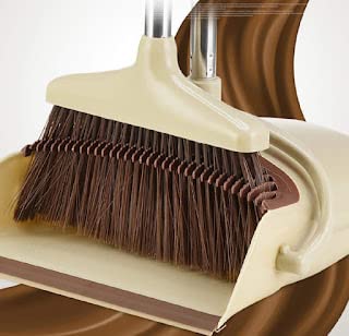 Mishrit Large Broom and Dustpan Set Broom and Dust Pan Set with Long Handle Heavy Duty Broom and Upright Standing Dustpan Combo for Indoor Outdoor Kitchen Schools Hotel Hospital - Image 3