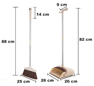 Mishrit Large Broom and Dustpan Set Broom and Dust Pan Set with Long Handle Heavy Duty Broom and Upright Standing Dustpan Combo for Indoor Outdoor Kitchen Schools Hotel Hospital - Image 5